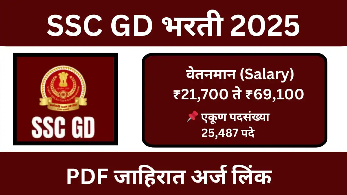 SSC GD Constable Bharti 2025: 25,487 पदांची मोठी भरती | पात्रता, पगार, अर्ज करण्याची पूर्ण माहिती